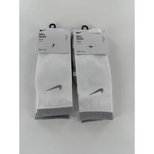 2 Nike Spark‎ Running Cushioned Crew Socks White Men 6-7.5/Wmn 7.5-9 CU7200-100